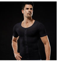 Load image into Gallery viewer, New men&#39;s breathable zipper high elastic pressure tight-fitting waist waist mesh invisible body shaping short sleeves
