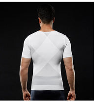 Load image into Gallery viewer, New men&#39;s breathable zipper high elastic pressure tight-fitting waist waist mesh invisible body shaping short sleeves
