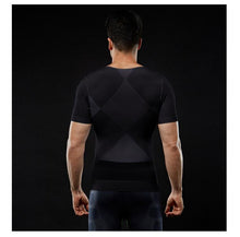 Load image into Gallery viewer, New men&#39;s breathable zipper high elastic pressure tight-fitting waist waist mesh invisible body shaping short sleeves
