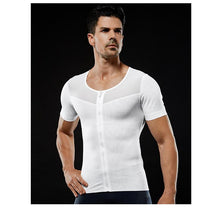 Load image into Gallery viewer, New men&#39;s breathable zipper high elastic pressure tight-fitting waist waist mesh invisible body shaping short sleeves
