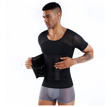 Load image into Gallery viewer, New men&#39;s corset shapewear for abdomen, tight-fitting, fitness corset, invisible short-sleeved shapewear
