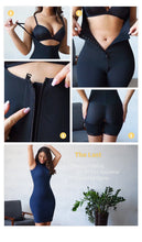 Load image into Gallery viewer, The new explosion increased the size of the front zipper buckle jumpsuit to receive belly hip body shaping body clothes
