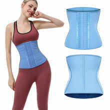 Load image into Gallery viewer, New light blue breathable sports shaping waistband ladies waist corsets plastic waist shaping underwear abdominal belt
