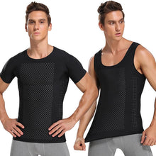 Load image into Gallery viewer, New Men&#39;s Thin Negative Ion Caffeine Tummy Tuck Corset Vest Tuck Tummy Tuck Short Sleeve Body Shaper
