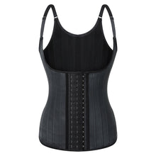 Load image into Gallery viewer, 25 steel bone smooth latex zipper vest, plastic waistband, adjustable thin shoulder straps, rubber corset
