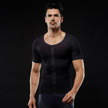 Load image into Gallery viewer, New men&#39;s breathable zipper high elastic pressure tight-fitting waist waist mesh invisible body shaping short sleeves
