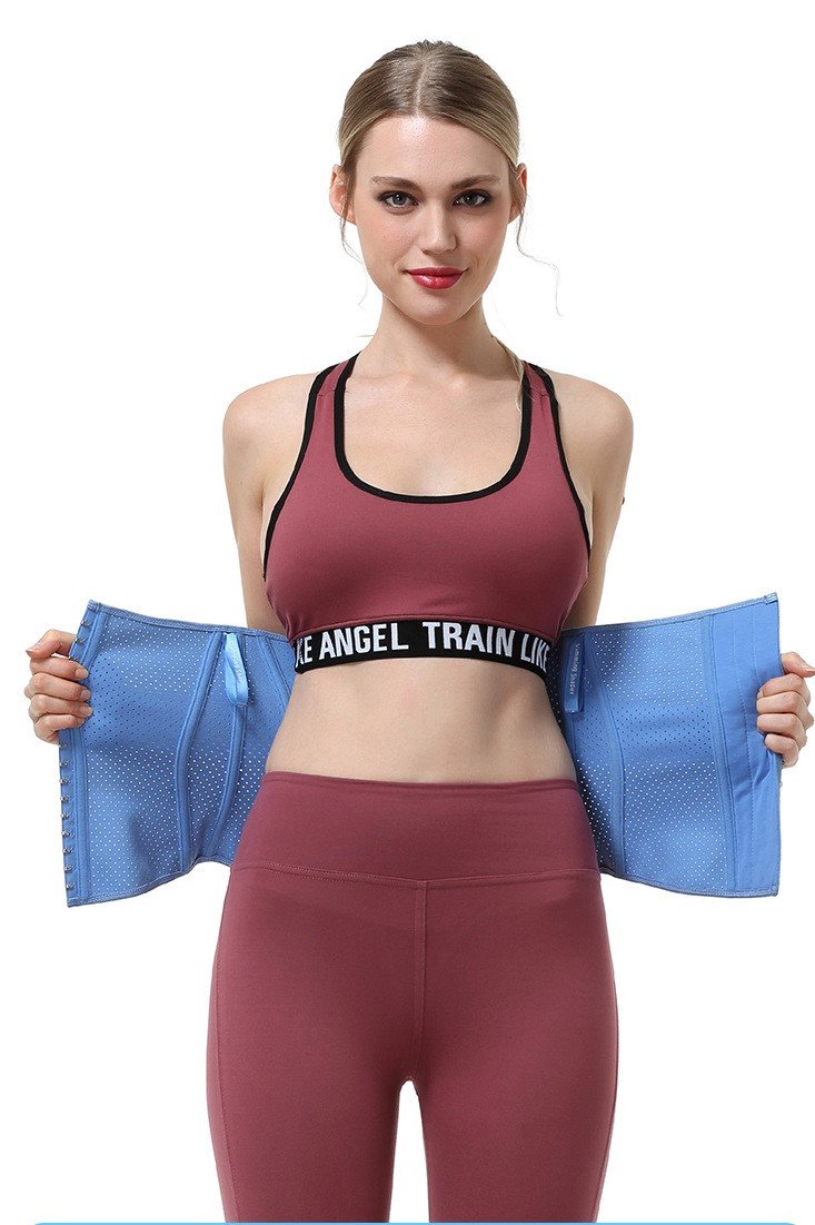 New light blue breathable sports shaping waistband ladies waist corsets plastic waist shaping underwear abdominal belt